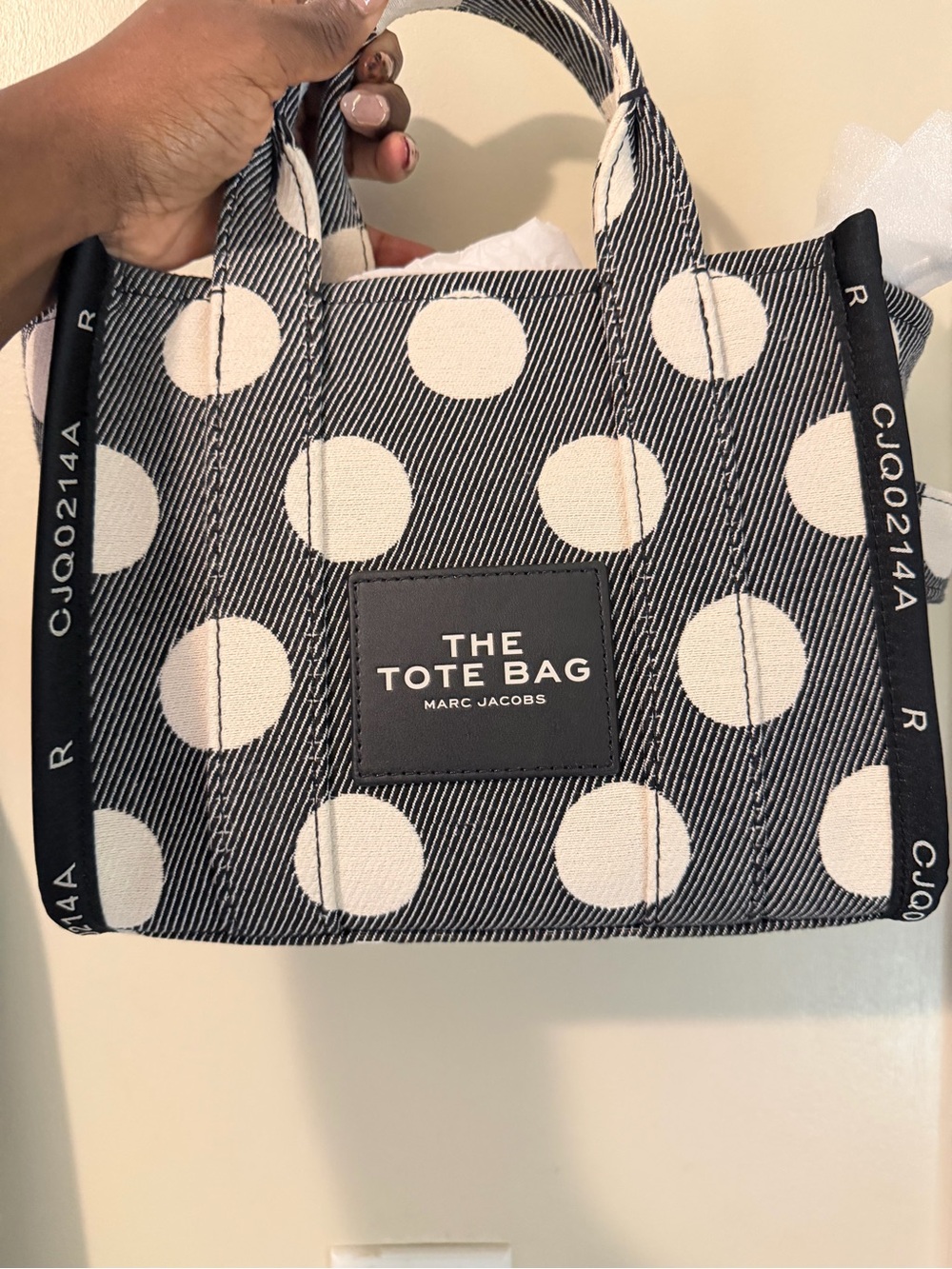 Marc Jacobs Black and White Polka Dot Canvas Tote